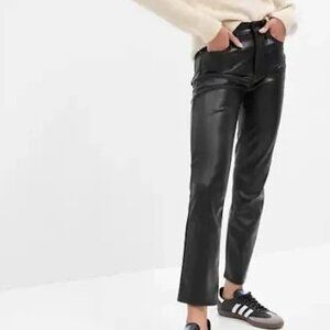 Gap (27) Vintage Slim High Rise Black Faux Leather- Vegan Leather Pants